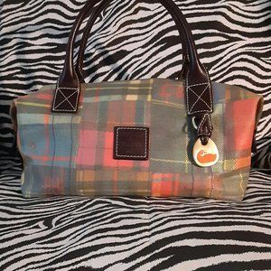 DOONEY & BOURKE LADYBUG MADRAS PLAID muted colored DUFFEL WITH 2 WAYS TO WEAR IT
